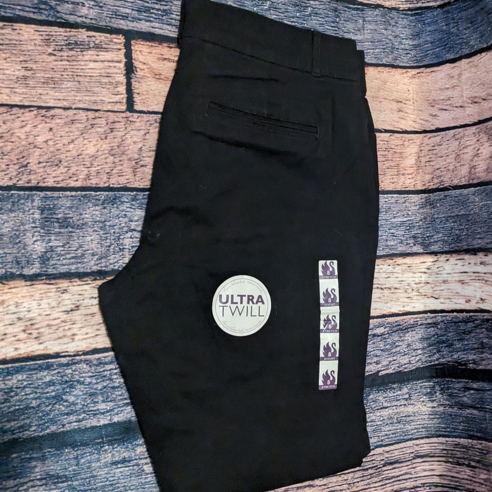Black Straight Leg Twill Trousers